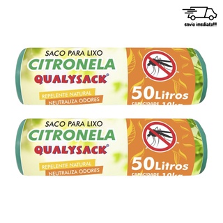 Saco para Lixo Citronela Repelente 50L Bloqueador Odor e inseto 30un