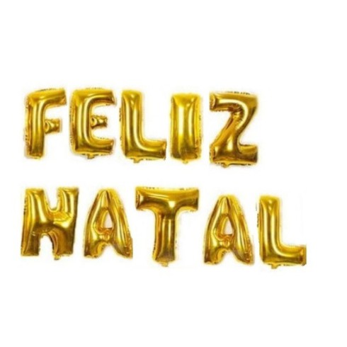 Kit 10un Balão Metalizado Dourado 40cm Feliz Natal