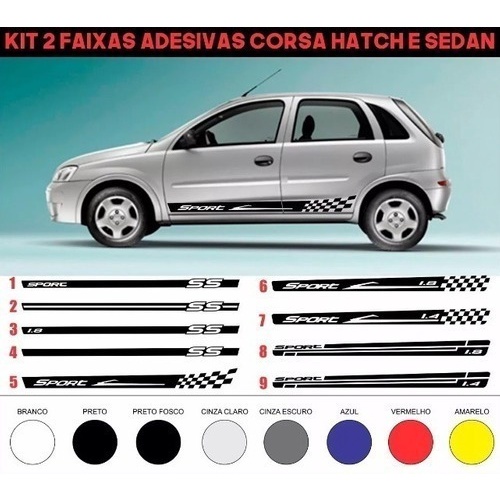 Faixas Tuning Kit Adesivo Lateral Corsa Classic Hatch Sedan