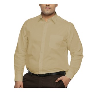 Camisa Social Masculina 100% Microfibra Manga Longa Plus Size Extra Grande Bege Clara Bom Pano