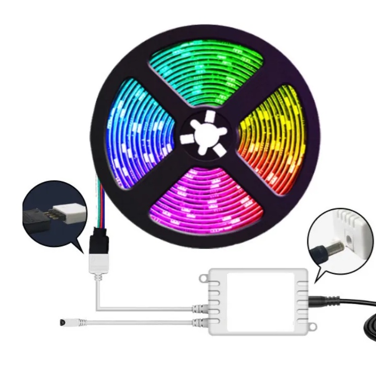 Fita Led Ultra Fina 5m Rgb 2835 Smd Prova D'agua + Controle