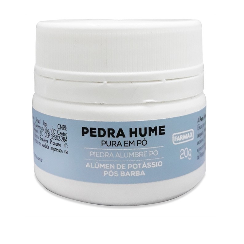01 Pedra Hume pura em Pó Farmax  Pote  20g - Adstringente e Pós Barba