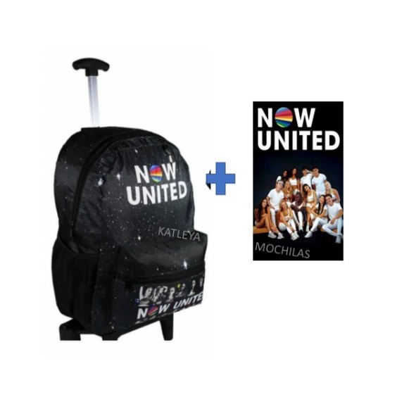 Mochila rodinha   Juvenil Escolar  Now United + Toalha de Rosto