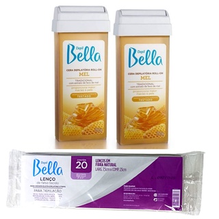 Cera Roll-on Depil Bella 2 unidades + 20 Lenços TNT