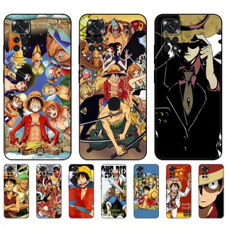 Para Xiaomi Redmi Nota 11 Pro 5G 4G 11S POCO M4 X4 4G 5G Caso Do Telefone De Volta Saco Capa De Silicone Macio Tpu Preto one piece monkey d luffy (2)