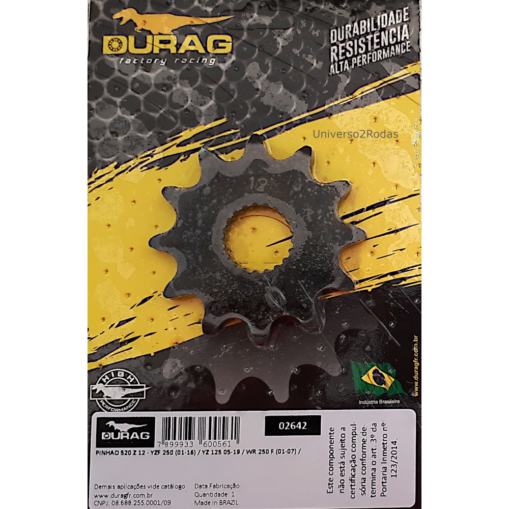 Pinhão 12 YZ 125, YZ 250 F, WR 250, GasGas EC 250 / EC 300 - Durag
