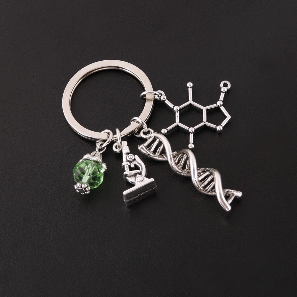 Novo Ciência Jóias Microscópios DNA Doctor Pendants Neuron Key Chains Anatomia Neurologia Biologia Anel Chave