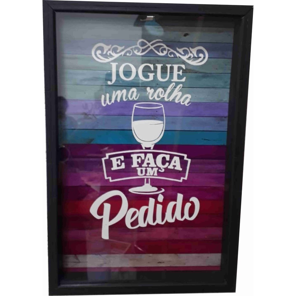 QUADRO PORTA ROLHA MOLDURA DE MADEIRA RÚSTICA