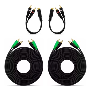 Kit 2 Rca 5 Metros Blindados Tech One + 2 Cabos Y 2 Machos em Oferta na Shopee