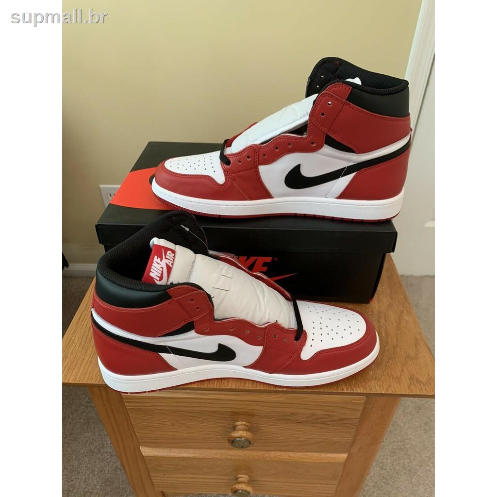 Nike Air Jordan 1 Retrô High Og Chicago 2015 Branca Vermelha Preta 555088-101  - Escorrega o Preço