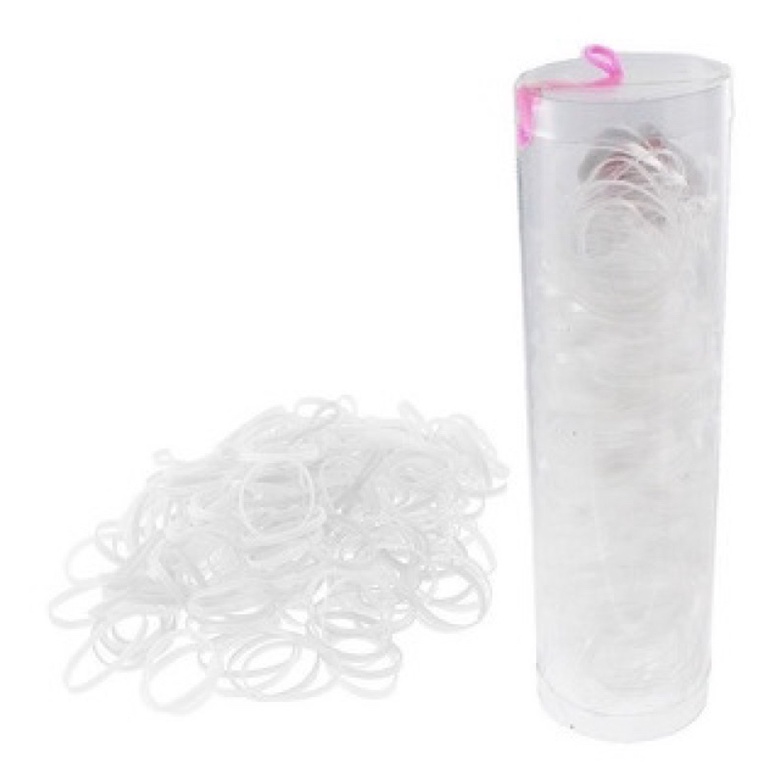 Tubo de Elástico De Silicone Liguinha Para Cabelo Transparente contém em média 200 elástico xuxinha Trança Penteado Vil