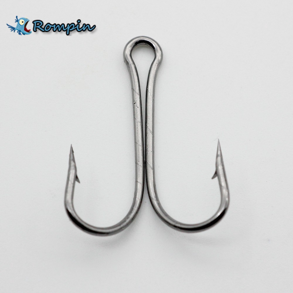 50 Pcs Dupla Alta Aço Carbono Preto Ganchos De Pesca Gancho Duplo Âncora Pesca Em Água Salgada Enfrentar 9908 Tamanho 8#-1#