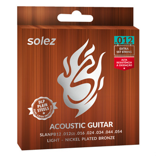 Encordoamento p/ violão -- Aço -- Tensão Pesada -- 012 -- SOLEZ -- SLANPB12 -- 1° corda extra em Oferta na Shopee