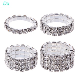 Du Anel De Noivado Elástico De Cristal Incrustado Único Para Noivado / Casamento / Formatura