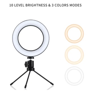 Ring Light Led Mesa Iluminador Pequena Tripé 6 Polegada 16cm com Suporte de Celular