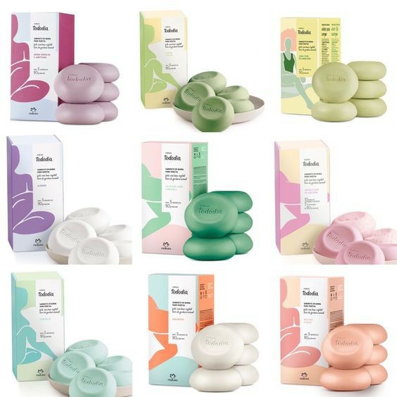 Sabonete em barra Natura Todo Dia caixa com 05unidades de 90 grs. Fragrância a escolher.