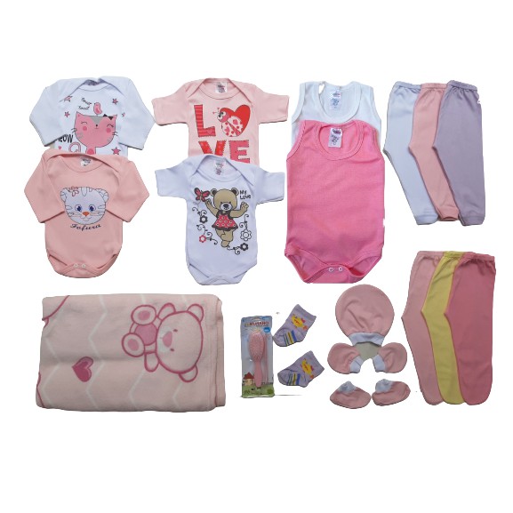 Kit 18 Pç Maternidade Completo Roupa De Bebe Menina E Menino com Manta Super Fofinha Promoção