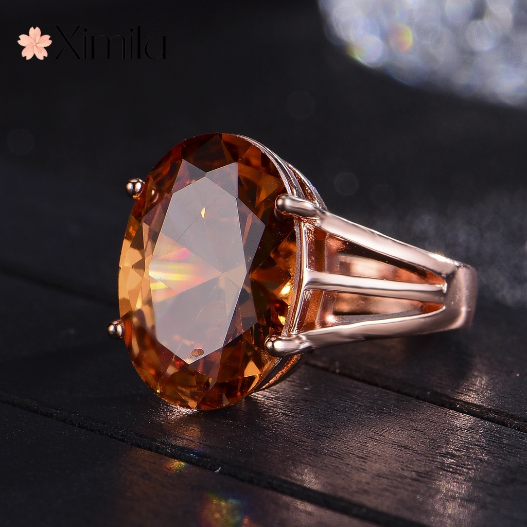 ❤ Novo produto Original champanhe cristal rosa anel de ouro feminino Retro moda jóias