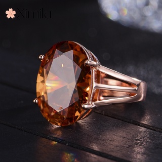 ❤ Novo produto Original champanhe cristal rosa anel de ouro feminino Retro moda jóias