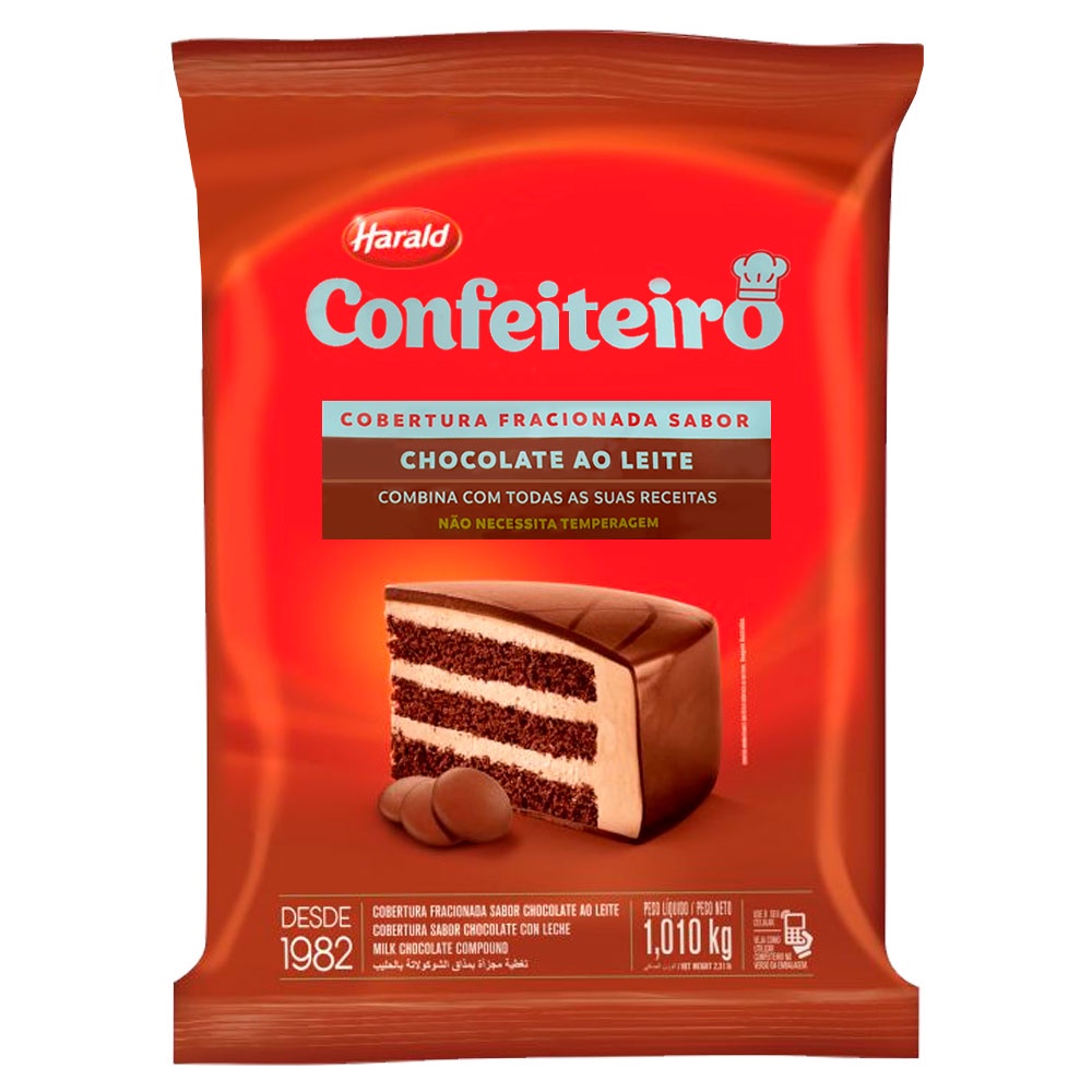 Gotas de Chocolate Fracionado Confeiteiro Ao Leite 1,010kg - Harald