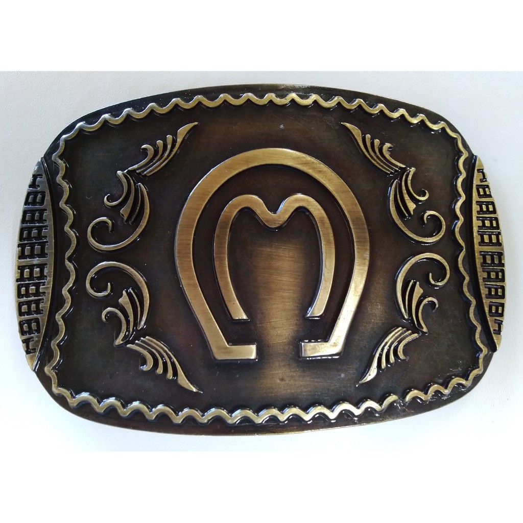 Fivela Country Cowboy  Cor Ouro Velho Escovado Ref 1084 Cac Couros