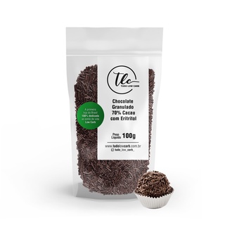 Chocolate Granulado 70% Cacau Adoçado com Eritritol 100g TLC Tudo Low Carb