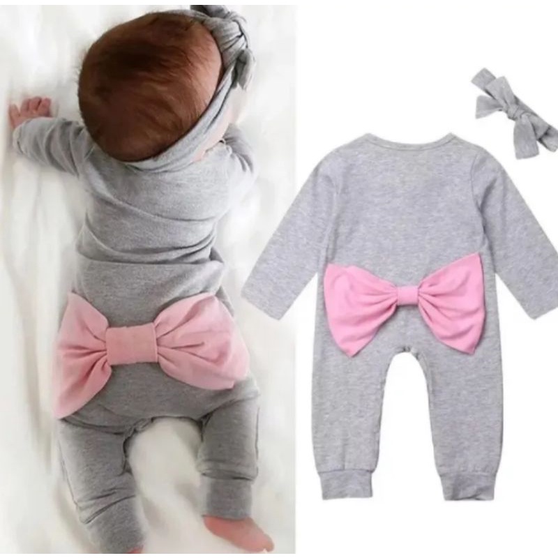 Macacão Bebê Menina Lacinho Faixa