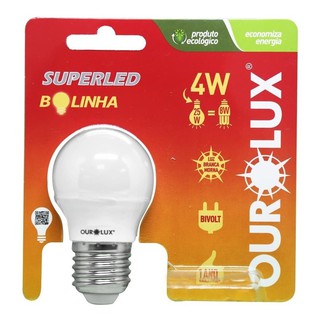 Lâmpadas Superled 4w Bolinha E27 Luz Amarela 2700k Ourolux