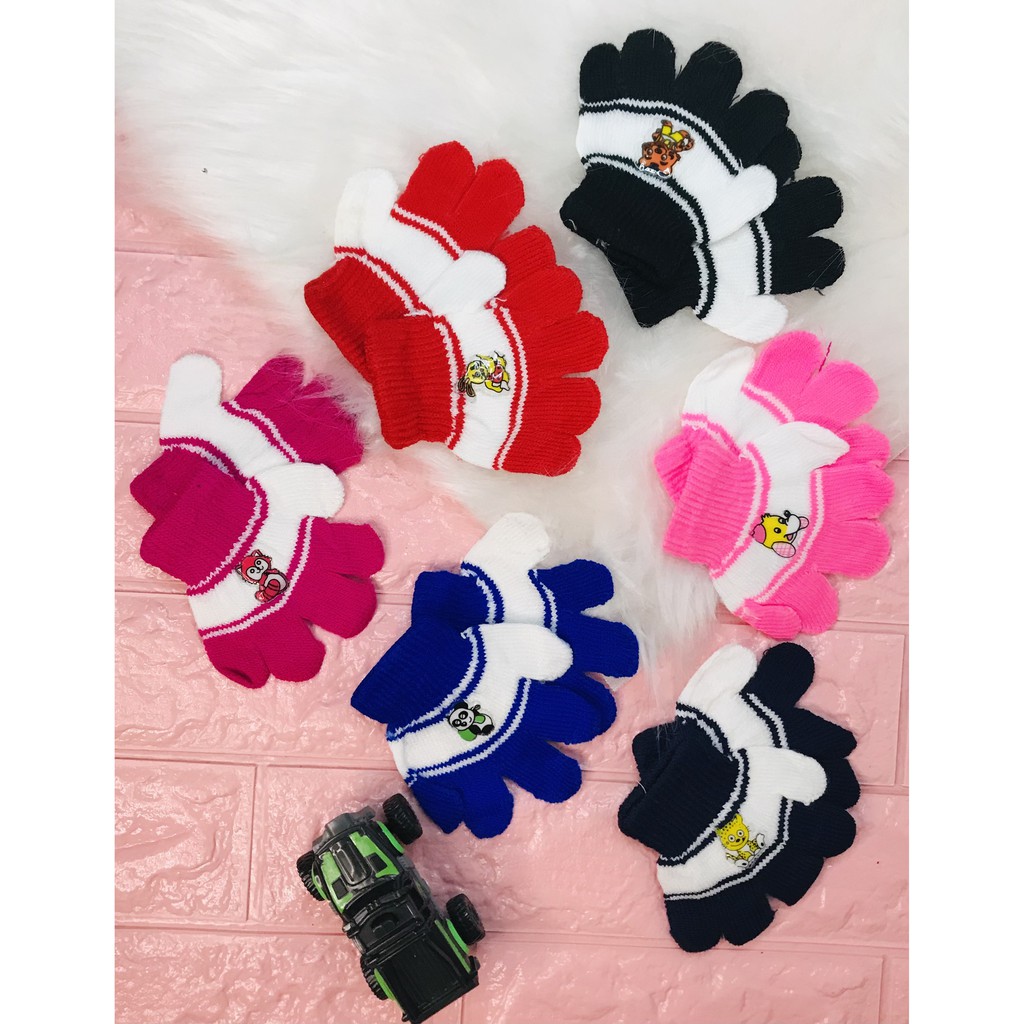 KT2 Pares  De Luvas Infantil Sortido Animais Nylon