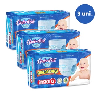 Kit com 3 Pacotes Fralda Calça Descartável Infantil ConfortFral Baby Pants Shortinho Revenda Barato