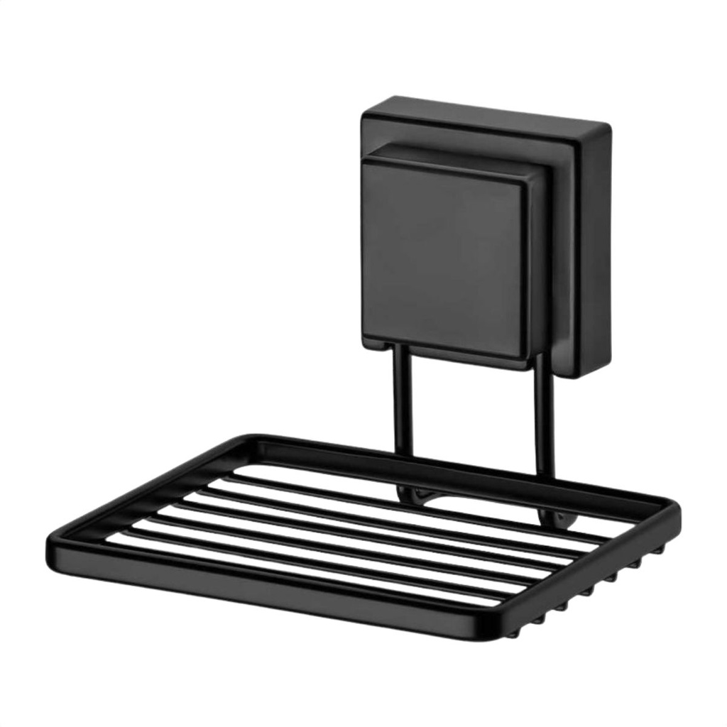 Saboneteira Fixação Ventosa para Banheiro Lavabo Preto Fosco Aço Carbono Future - Home & Living