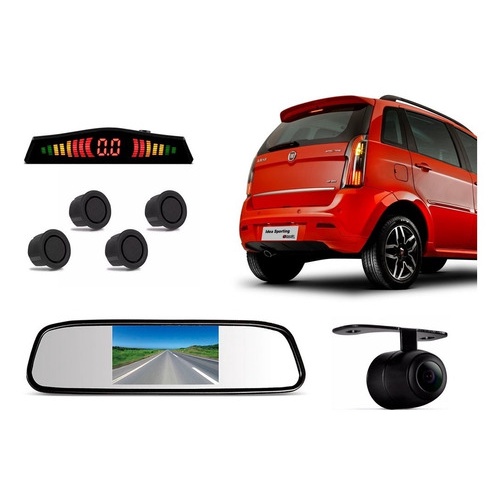 Sensor De Ré Câmera Traseira Retrovisor Lcd Fiat Idea