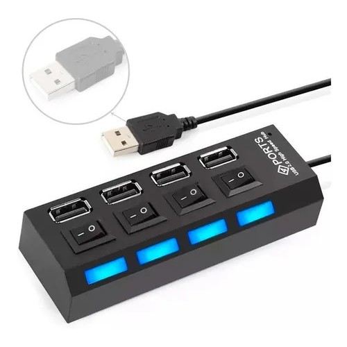 Hub Usb 4 Portas Usb 2.0 Tv Pendrive Mouse Teclado Adaptado