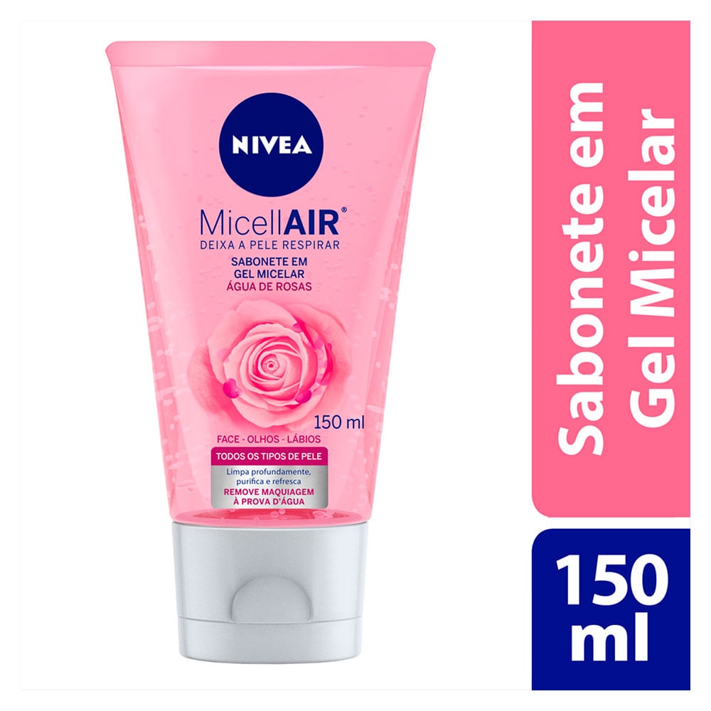 Sabonete Gel Facial Nívea Micellair Água de Rosas 150mL