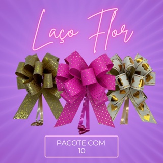 Laço Pronto Para Presente e Embalagem Laços Estampados Flor 10 unidades em Oferta na Shopee