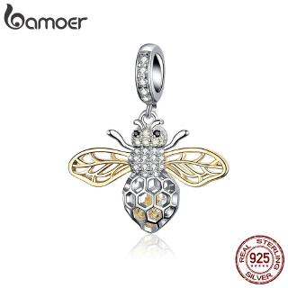 Bamoer 925 Prata Pura Claro Zircon Abelha Encantos Inseto Pingente Fit Pulseiras & Colares Jóias Scc1125