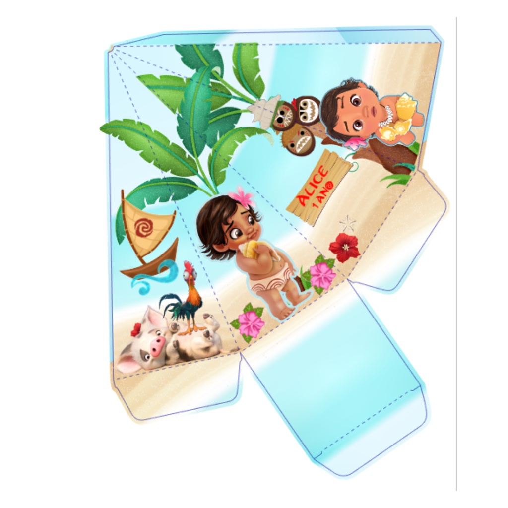 10 Caixas Piramide Personalizada Tema Moana Baby Lembrancinha
