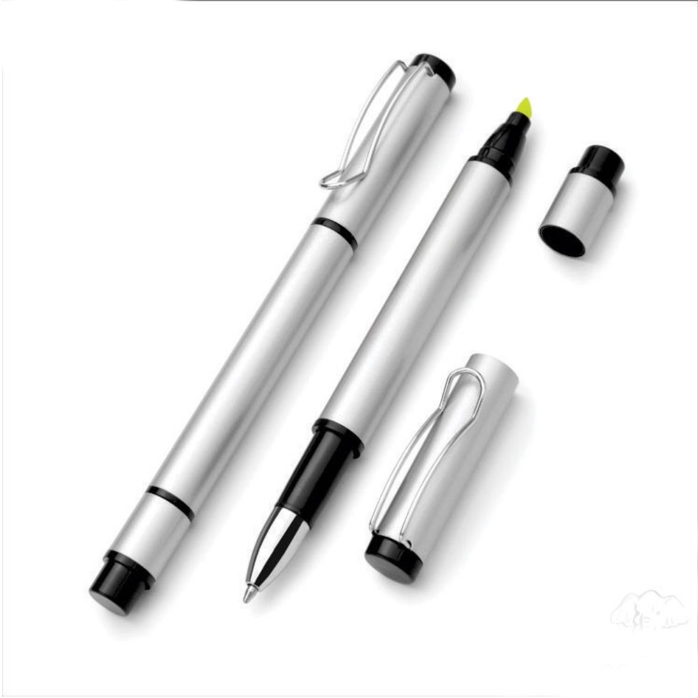 Kit  - Caneta Dupla Marca Texto e Esferográfica