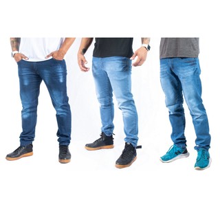 Kit 3 Calça Jeans Masculina Slim Original Elastano Lycra