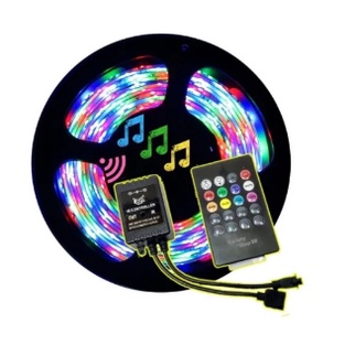 Fita Led Rgb 3528 Colorida 5 metros Ip65 + Controladora Musical Controle Rítmico Batida Música Som Automotivo