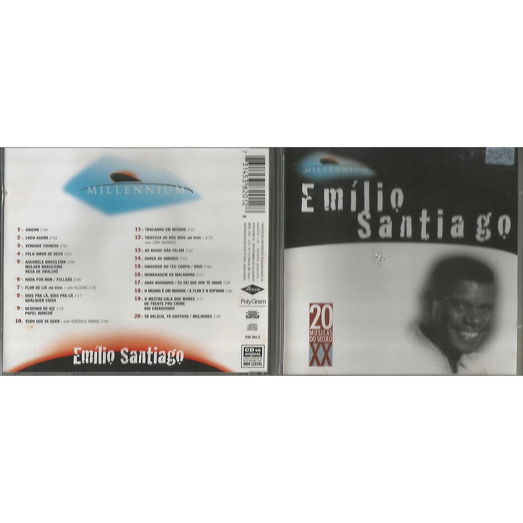 LOTE 2 CDs + DVD  EMILIO SANTIAGO Millenium POLYGRAM 1998 com participação de Alcione, Leny Andrade e de Veronica Sabino