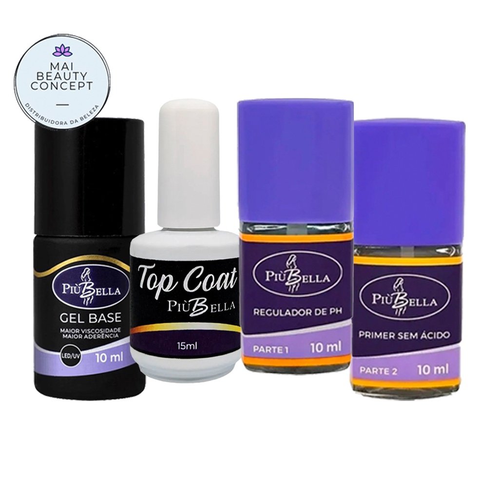 Capa Base Gel Blindagem + Top Coat + Desidratador Regulador De Ph