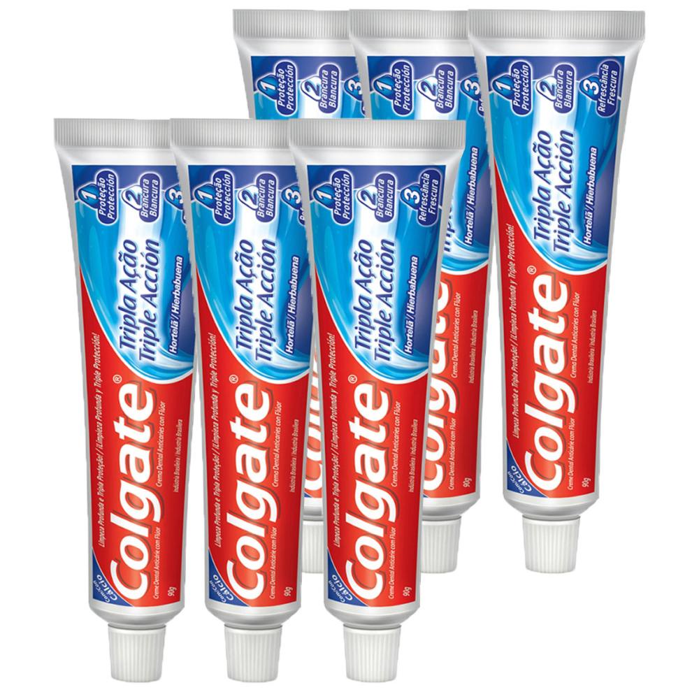 Kit Creme Dental Colgate Tripla Ação Hortelã 90g com 6 unidades - Health
