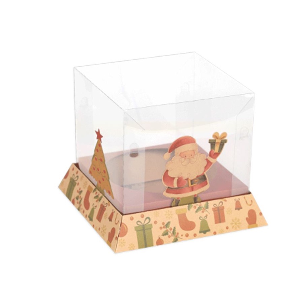 Caixa Panetone Trapézio Kraft Magia de Natal 05 Unidades Decora Doces Rizzo Tamanho:250g