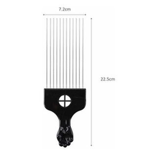 01 Pente Garfo Aço Afro Black Power Dentes De Aço Grande