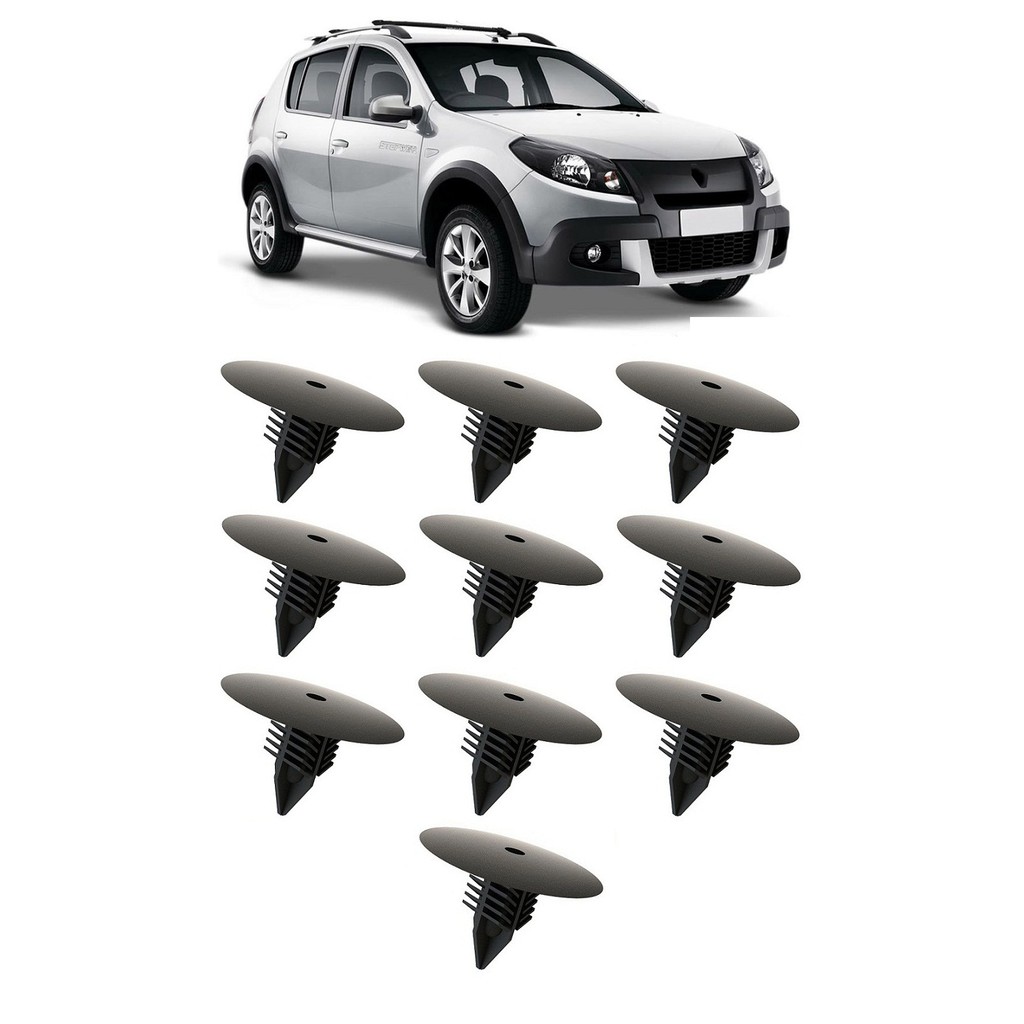 Kit 10 Grampo Presilha do Parabarro Sandero Stepway 2017 2018 2019 2020