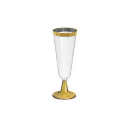 Taça para Champagne Dourada - 04 unidades - 210 ml - Silver Festas