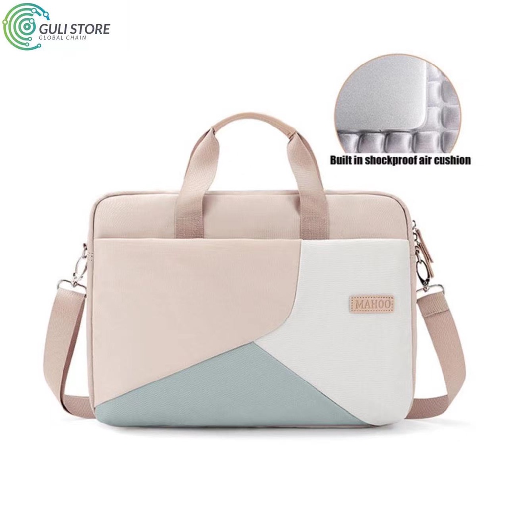 Bolsa Para Notebook Com Estilo Colorblock Design À Prova D'água De Choque13.-15.6 De Escritório Crossbody