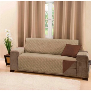 capa protetor para sofá 1,80m assento dupla face acabamento em viés com porta treco no braço direito em Oferta na Shopee