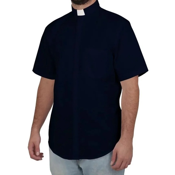 Camisa Para Padre Clerical Manga Curta Tecido Algodão Ref.: 201